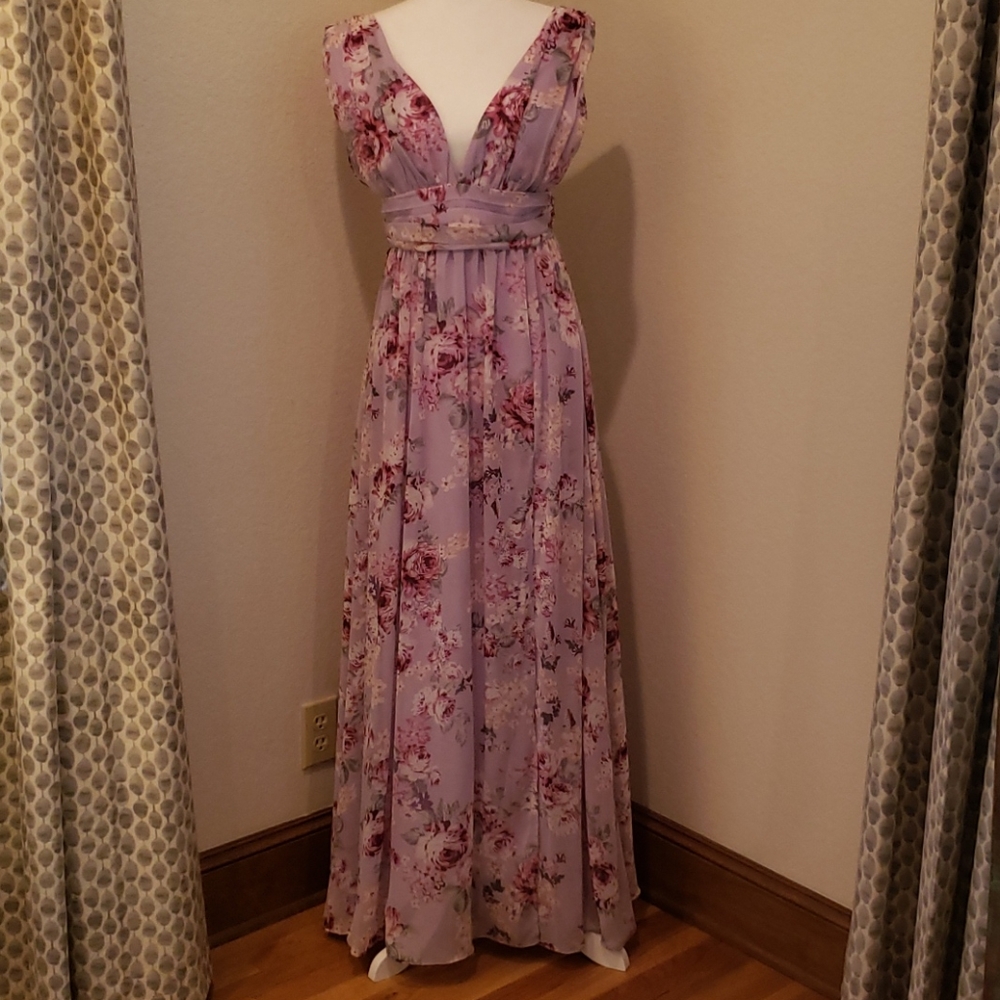 Garden Meandering Lavender Floral Print Maxi Dress - Lulu's